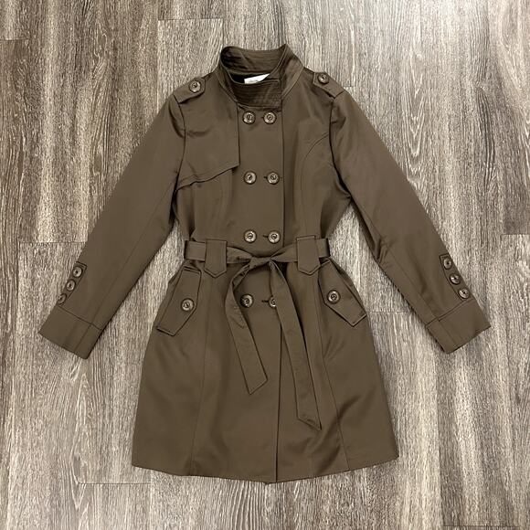 EUC Max Mara Brown Taupe Trench Coat XL Belted Double Breasted Classic Outerwear - Picture 1 of 16